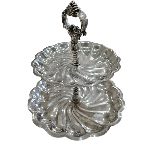 Fb Rogers Other - Vintage Silver Plate Fb Rogers Two Tier Serving Tray Double Compote Candy Dish